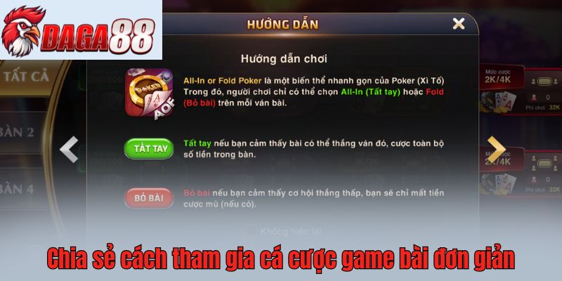 Chia sẻ cách tham gia cá cược game bài đơn giản 