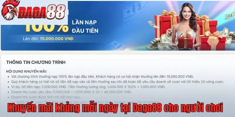 Khuyến mãi khủng mỗi ngày tại Daga88 cho mọi người chơi