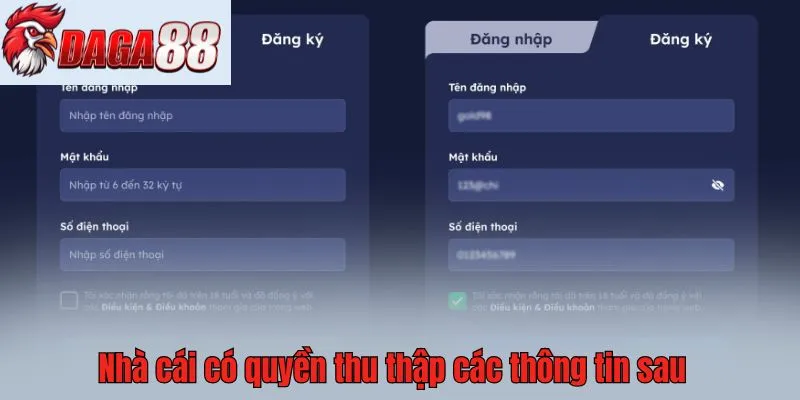 Nhà cái có quyền thu thập các thông tin sau