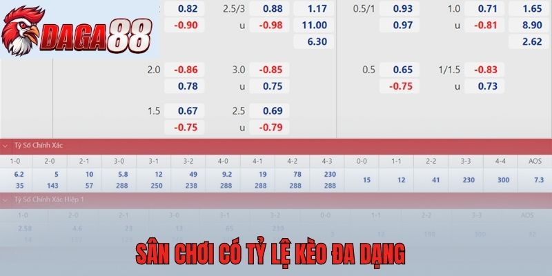 Sân chơi có tỷ lệ kèo đa dạng