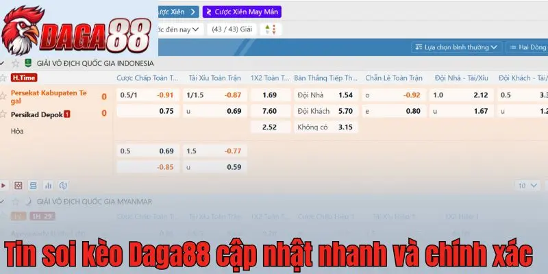 Tin soi kèo Daga88 cập nhật nhanh và chính xác