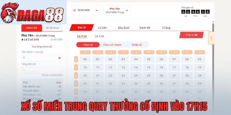 Xổ số miền Trung quay thưởng cố định vào 17h15